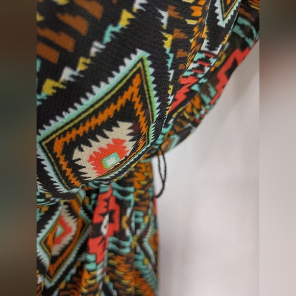 Christmas Western Tribal Aztec Bohemian Geometric Print Dress Red Green Sz Small - Picture 7 of 10